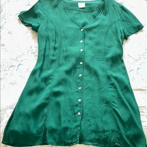 RVCA Green Button-Down Mini Dress size Large